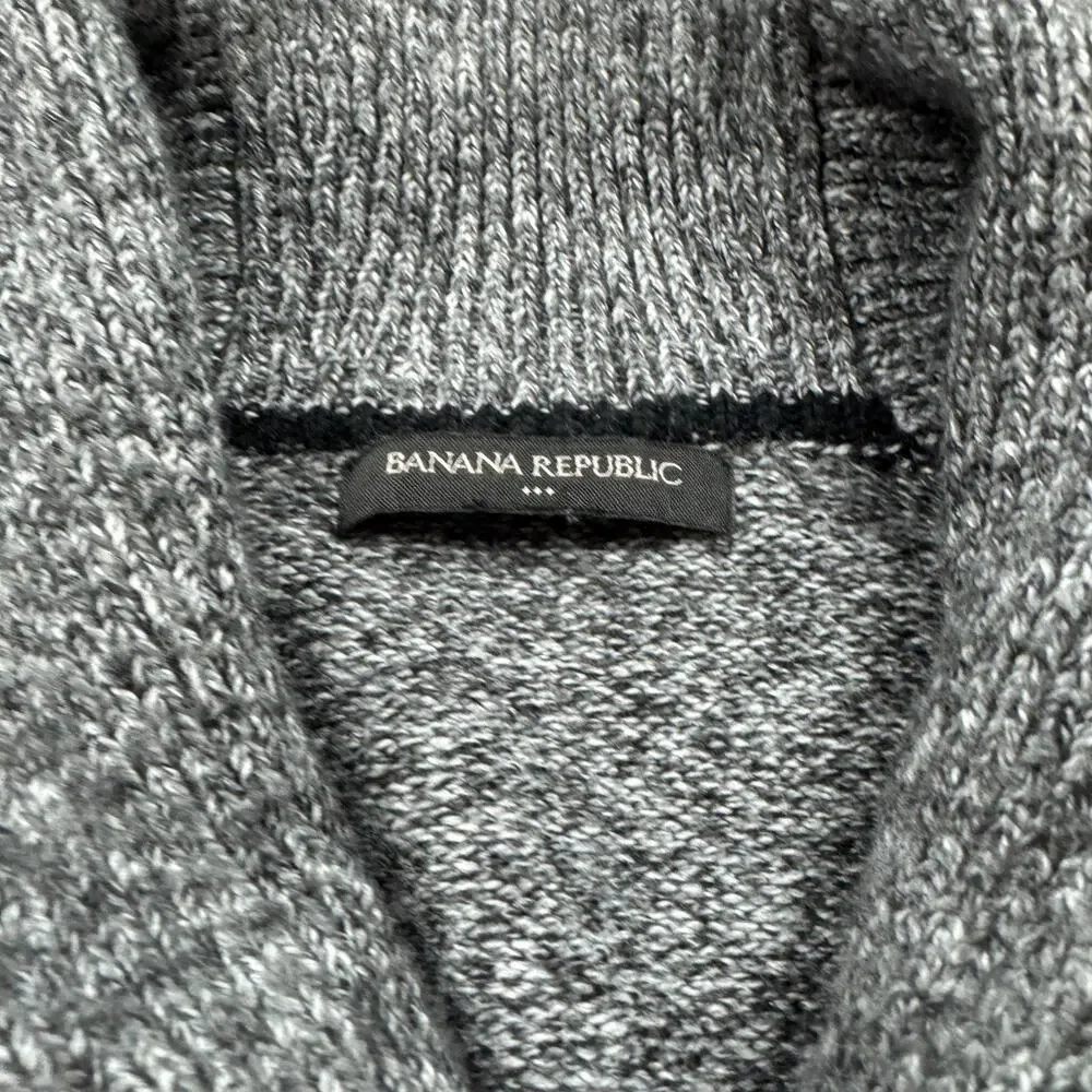 Men's Banana Republic Grey Gray Shawl Collar Sweater Preppy Marled Knit Medium